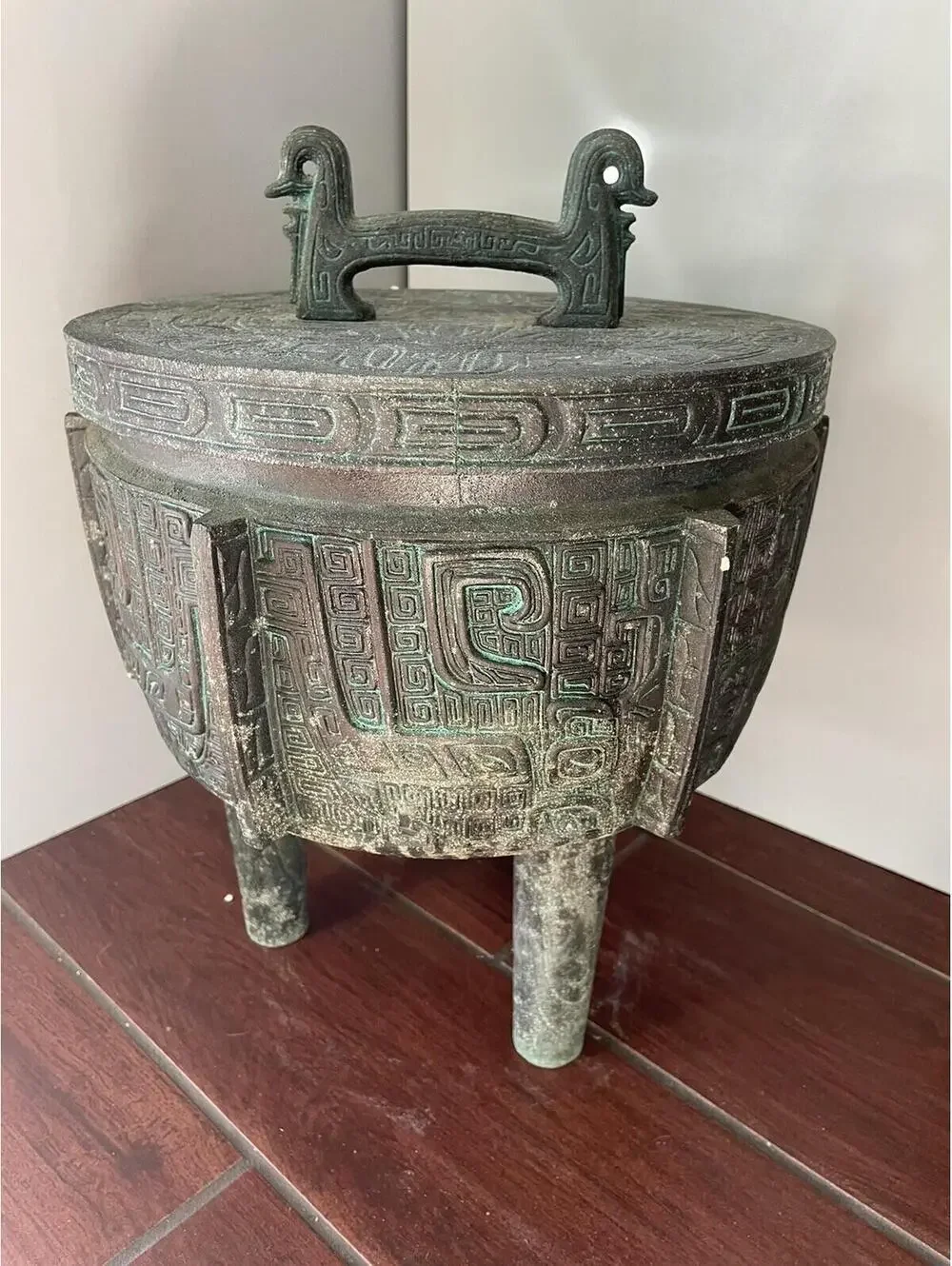 Vintage Mid-Century James Mont Style, Ice Bucket, Metal Art, Asian Decor, Taiwan